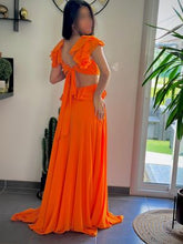 Charger l'image dans la galerie, Robe de Soirée- Manche courte Maxi Chiffon Colonne Réguliers Orange