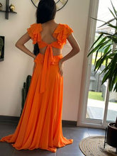 Charger l'image dans la galerie, Robe de Soirée- Manche courte Maxi Chiffon Colonne Réguliers Fuchsia