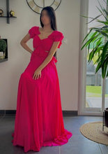 Charger l'image dans la galerie, Robe de Soirée- Manche courte Maxi Chiffon Colonne Réguliers Fuchsia