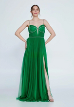 Charger l'image dans la galerie, Robe de Mariage - Sans manches Maxi Tulle Colonne Réguliers Verte