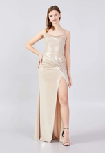 Charger l'image dans la galerie, Robe de Soirée - Sans bretelles Maxi Lycra Sirène Réguliers Gold