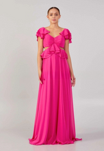 Charger l'image dans la galerie, Robe de Soirée- Manche courte Maxi Chiffon Colonne Réguliers Fuchsia