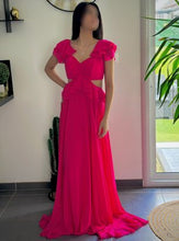 Charger l&#39;image dans la galerie, Robe de Soirée- Manche courte Maxi Chiffon Colonne Réguliers Fuchsia
