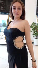 Charger l&#39;image dans la galerie, Robe de Mariage - Une Epaule Maxi Lycra Colonne Réguliers Noire
