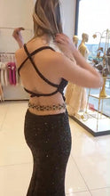 Charger l&#39;image dans la galerie, Robe de Mariage - Sans manches Maxi Paillette Sirène Réguliers Noir
