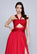 Charger l&#39;image dans la galerie, Sans manches Maxi Satin Colonne Réguliers Rouge Robe de Soirée
