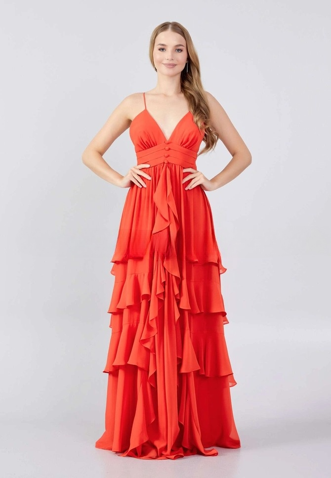 Robe de Mariage - Sans manches Maxi Chiffon Colonne Réguliers Orange