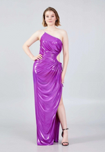 Charger l&#39;image dans la galerie, Une Epaule Maxi Lycra Colonne Réguliers Fuchsia Robe de Soirée
