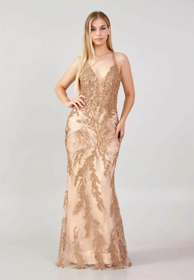 Robe de Mariage Sans manches Maxi Tulle Sirène Grandes Tailles Gold