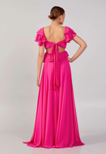Charger l&#39;image dans la galerie, Robe de Soirée- Manche courte Maxi Chiffon Colonne Réguliers Fuchsia
