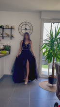 Charger et lire la vidéo dans la visionneuse de la Galerie, Robe de Mariage - Sans manches Maxi Tulle Colonne Réguliers Noire
